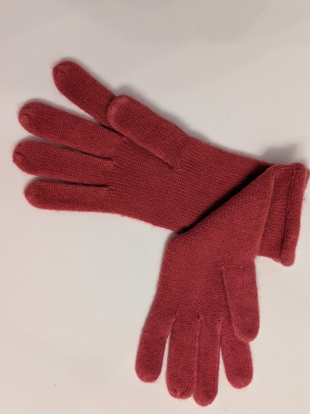 Women's Cashmere Knit Winter Gloves - Rose Red